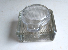 Vintage glass inkwell with - glass, lid