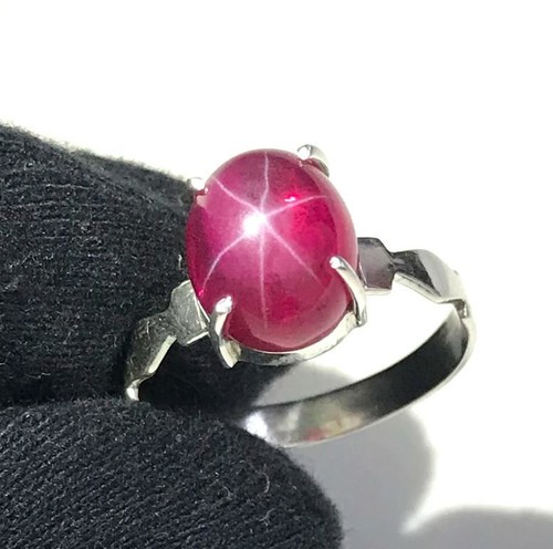Fashion red ruby star ring - red,
