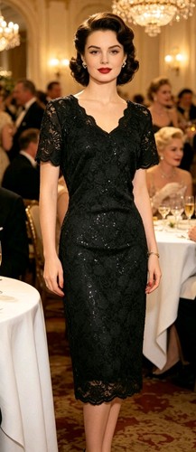 Stretchy black lace sequin