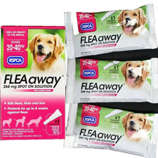 RSPCA FLEAaway 3x SPOT-ON SOLUTION TREATMENTS TO KILL LARGE DOG FLEAS & TICKS