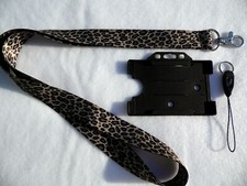 Animal Print Jungle Leopard Lanyard with Metal Trigger Clip and Black Rigid ID