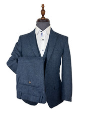 Navy Blue Tweed 3 Piece Suit