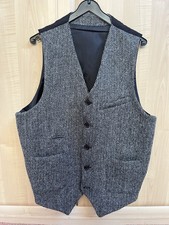 ASOS Harris Tweed Waistcoat Size 42 Grey and Black Herringbone Pattern