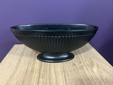 Vintage Black Mantle Vase Ribbed Pedestal 11” Across