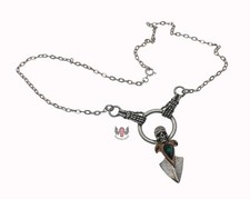 Alchemy Gothic Death Cult Talisman Necklace P384 Goth 2004 Pewter Skull Green
