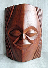 Hand Carved Wood Smile Face