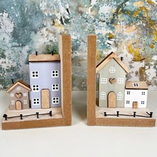 Wooden House Bookends Set Love