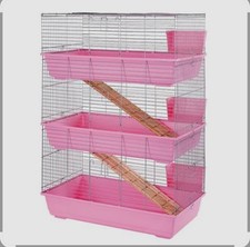 KCT Rabbit/Guinea Pig Triple Pink Cage Indoor L80xW44xH120cm Box Damage 