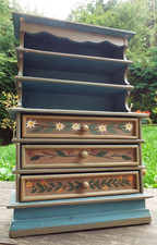 VINTAGE MINIATURE SWEDISH STYLE PAINTED DRESSER 16" TALL