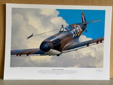 NO 1 signed  ltd ed 603 sqd WW2 AVIATION art print  Spitfire Ace Basil Stapleton