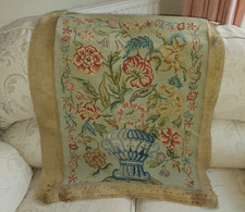 Vintage Queen Anne Style Tapestry Panel Completed ~ Reclaimed from firescreen