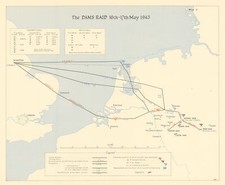 Dambusters Raid 16-17 May 1943 RAF Ruhr Bombing Chastise World War Two 1961 map