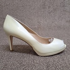 LK Bennett Court Shoes Ivory Pearl 41 UK 8 Peep Toe 3.5" Stiletto Heel Bridal