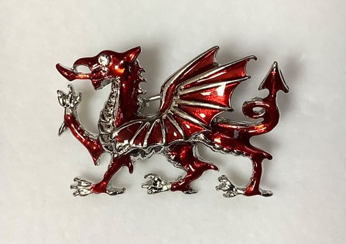 Welsh dragon red - dragon, brooch