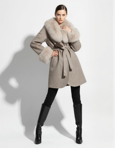 Women beige alpaca wool wrap - beige,