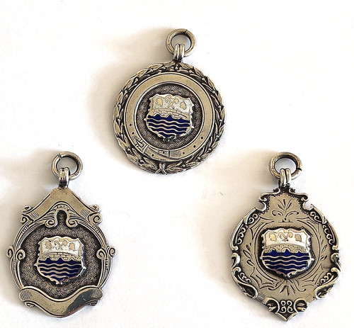 Antique silver enamel fob - &,