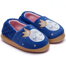 Girls Slip On Shoes Slippers Shoe Size 5-13 Sparkle Princess Moon & Stars Gift