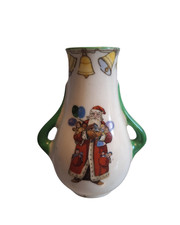 ROYAL DOULTON SERIESWARE ANTIQUE MINIATURE TWIN HANDLE  VASE CHRISTMAS/ SANTA