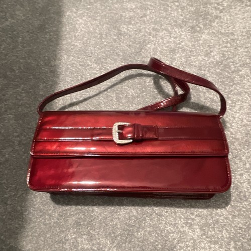 Women red patent faux - red,