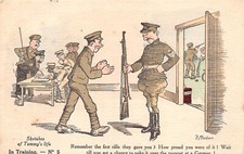 POSTCARD  COMIC SKETCHES OF TOMMY'S LIFE  IN TRAINING   # 5      F   MACKAIN