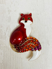 Rhinestone Enamel Red Fox
