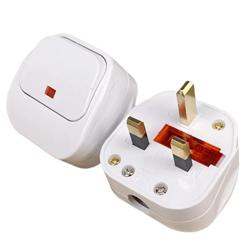 Mains plug top with - plug, on/off