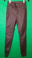 Top Trends Chocolate Faux Leather Skinny Pants Stretchy Slim Size 3 City Club