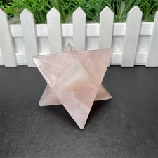 0.5LB 3.4" Natural Rose Quartz Merkaba Carving Crystal Quartz Energy Reiki Gift