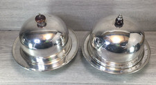 2X Silver Plate  Art Deco Small Circular Bain Marie Entrée SERVING Dishes