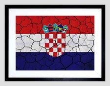 PAINT ABSTRACT FLAG CRACKED CONCRETE CROATIA CROATIAN CHECKED ART PRINT B12X8317