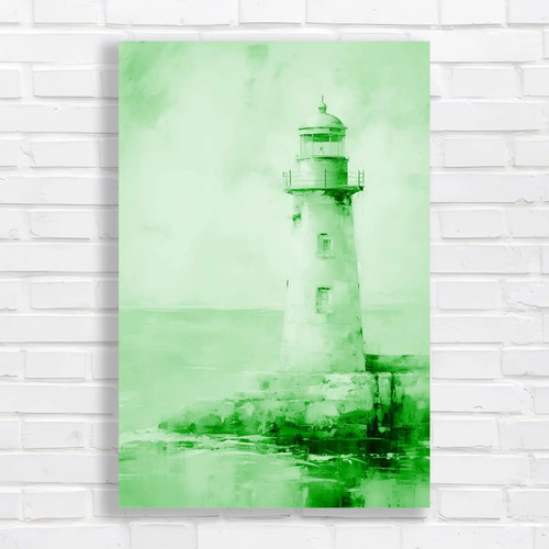 Serene lighthouse green canvas - serene,
