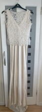 Charlie Brear Wedding Dress, champagne Size 10 With Lace Overlay And  Belt/scarf