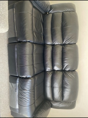 Black leather seater - black, 3-seater