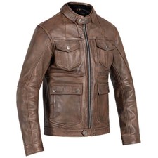 John Doe Motorbike Motorcycle Retro Drifter Leather Jacket - Brown 