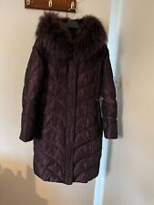 Womens Decently Long Duck Down Coat with ditachable fur collar