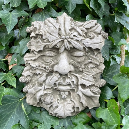Winter green man stone - green, hanging