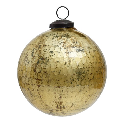Gold hammered xmas bauble - gold,
