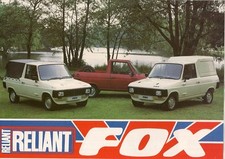 Reliant Fox 1984-86 UK Market Foldout Sales Brochure Pick-Up Utility Hard Top
