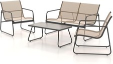 GrandPatio Mesh & Steel Sling KF Garden Sofa Set Brown & Black Colour Boxed