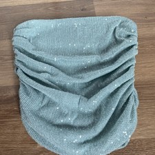 River Island Size 12 Sequin Light Mint Green Boob Tube Strapless Top