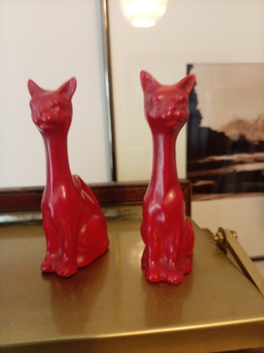 Bretby red small cats pair - bretby,