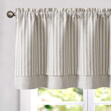 TOPICK Striped Short Kitchen Curtains 18 Inch Drop Small Cafe Curtains