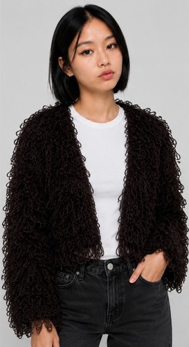 Shaggy loopy crochet cardigan - loopy,