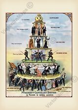 Pyramid of Capitalist System antique communist caricature 1911 art print poster