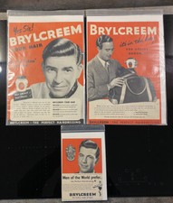 3x Vintage Brylcreem Print Adverts 1951 1953. Retro Barber Interest. For Framing