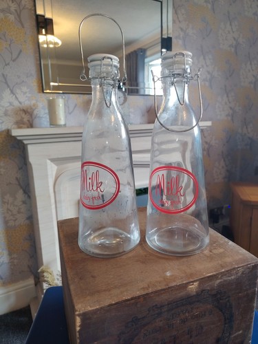 Pair glass milk - milk, bottles