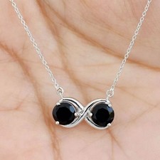 2 Ct Round Cut Diamond Two-Stone Infinity Pendant Necklace 14k White Gold Finish