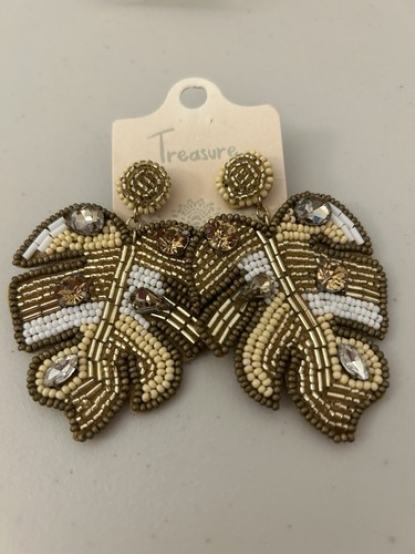 Boho gold ivory beige - beige, leaf