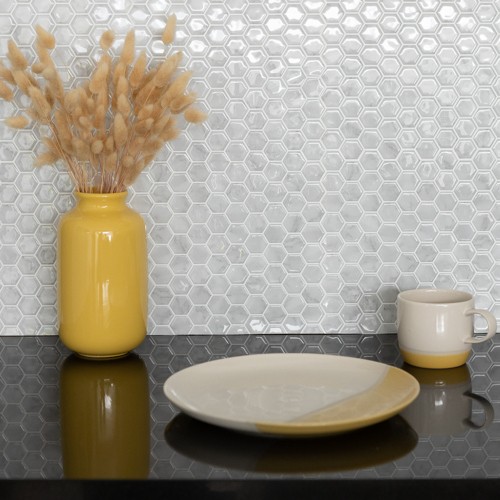 Home hexagon marble - home, grey