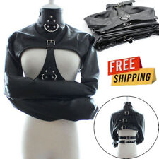 Open Breast Clubwear PU Leather Bondage Black Body Harness Asylum Straightjacket